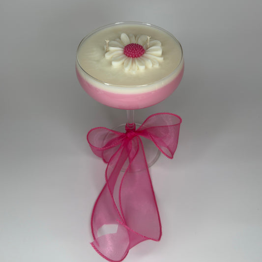 Pink daisy Cocktail Kaarsen met Roos & Fresh Linen Geur